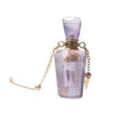 Essential Oil Diffuser Crystal Amethyst Pendant Necklace for Women Girls Gemstone Pendulum Perfume Bottle Pendant with 18K Gold Plated Long Chain 27" Bottle