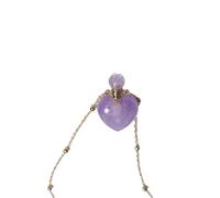 Essential Oil Diffuser Crystal Amethyst Pendant Necklace for Women Girls Gemstone Pendulum Perfume Bottle Pendant with 18K Gold Plated Long Chain 27" Heart