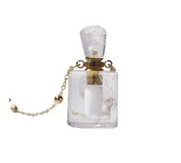Essential Oil Diffuser Crystal Clear Quartz Pendant Necklace for Women Girls Gemstone Pendulum Perfume Bottle with 18K Gold Plated Long Chain 27" Sauqre Pendant