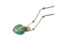 Essential Oil Diffuser Crystal Heart Pendant Necklace for Women Girls Gemstone Pendulum Perfume Bottle with 18K Gold Plated Long Chain 27" Heart Pendant