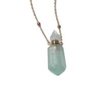 Essential Oil Diffuser Crystal Heart Pendant Necklace for Women Girls Gemstone Pendulum Perfume Bottle with 18K Gold Plated Long Chain 27" Pendulum Pendant