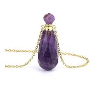 Essential Oil Diffuser Crystal Necklace for Women Men|Baseball Bat Charm with Golden Chain Gemstone Bead Meditation Energy Charm Amulet Choker Jewelry Gifts Amethyst