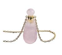 Essential Oil Diffuser Crystal Necklace for Women Men|Baseball Bat Charm with Golden Chain Gemstone Bead Meditation Energy Charm Amulet Choker Jewelry Gifts Rose Quartz