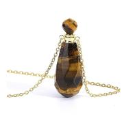 Essential Oil Diffuser Crystal Necklace for Women Men|Baseball Bat Charm with Golden Chain Gemstone Bead Meditation Energy Charm Amulet Choker Jewelry Gifts Tiger Eye