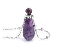 Essential Oil Diffuser Crystal Necklace for Women Men|Baseball Bat Charm with Silver Chain Gemstone Bead Meditation Energy Charm Amulet Choker Jewelry Gifts Amethyst