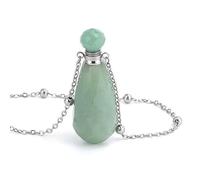 Essential Oil Diffuser Crystal Necklace for Women Men|Baseball Bat Charm with Silver Chain Gemstone Bead Meditation Energy Charm Amulet Choker Jewelry Gifts Green Aventurine