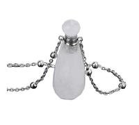 Essential Oil Diffuser Crystal Necklace for Women Men|Baseball Bat Charm with Silver Chain Gemstone Bead Meditation Energy Charm Amulet Choker Jewelry Gifts White Crystal