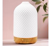 Essential Oil Diffuser Electric Aromatherapy Oil Diffuser 200ml Ceramic Aroma Scent Diffusers Humidifier with Auto Shut Off Ultrasonic Quiet/4 Timing Set/7 LED Lights for Home Office Sleep