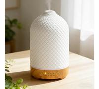 Essential Oil Diffuser Electric Aromatherapy Oil Diffuser 200ml Ceramic Aroma Scented Diffusers &Humidifier with Auto Shut Off Ultrasonic Quiet/4 Timing Set/7 LED Lights for Home Office Sleep