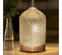 Essential Oil Diffuser Electric Aromatherapy Oil Diffuser 200ml Grid Glass Aroma Diffusers with Auto Shut-Off, 7 LED Lights & Ultrasonic Quiet Operation for Home Office Sleep