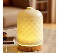 Essential Oil Diffuser Electric Aromatherapy Oil Diffuser 200ml White Ceramic Aroma Diffusers with Auto Shut-Off, 7 LED Night Lights & Ultrasonic Quiet Operation for Home Office Sleep