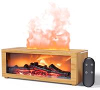 Essential Oil Diffuser Fireplace, Home Flame Fragrance Diffuser with Remote Control, 7 Types of LED Lights with Timer, Ideal for Home, Office Sports (Wood Effect)