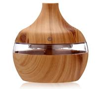 Essential Oil Diffuser Humidifier - 300ml Aromatherapy Air Diffusers, Cool Mist Vaporizer Timer, Ultrasonic Scented Humidifiers with 7 Multicolour LED Light for Home Bedroom Office (Light Wood)