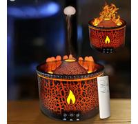 Essential Oil Diffuser humidifier, Aromatherapy Diffuser 300ml Volcano Humidifier with Flame & Volcano Mist Mode, 2 Colors, Timer, Auto Shut-Off, Remote Control, Flame Diffusers for Home Bedroom Black