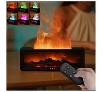 Essential Oil Diffuser, Mini 3D Flame Essential Oil Diffuser, Fireplace Flame Light Humidifier with Timer150 ml, 7 Colors LED Night Light and Remote Control,Auto-Off Protection for Home, Office