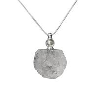 Essential Oil Diffuser Perfume Pendant Necklace for Women Men|Irregular Bottle Choker with Silver Chain Gemstone Bead Meditation Energy Charm Amulet Choker Jewelry Gifts Clear Crystal