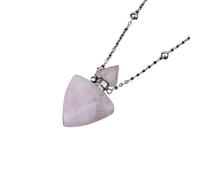 Essential Oil Diffuser Perfume Pendant Necklace for Women Men|Triangle Bottle Charm with Golden Chain Gemstone Bead Charm Amulet Choker Jewelry Gifts Rose Quartz