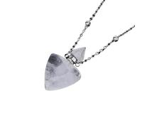Essential Oil Diffuser Perfume Pendant Necklace for Women Men|Triangle Bottle Charm with Silver Chain Gemstone Bead Charm Amulet Choker Jewelry Gifts White Crystal