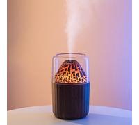 Essential Oil Diffuser, USB Flame Humidifier with Colourful Atmosphere Light, Simulation Aromatherapy for Car Home Bedroom(Dark Woodgrain)