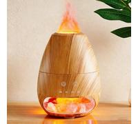 Essential Oil Diffuser with Flame Effect Ultrasonic Himalayan Salt Lamp Diffuser Ultrasonic Cool Mist Humidifier Aromatherapy Diffuser with Auto Off Function for Home Office Gift - 100ml Wood Grain