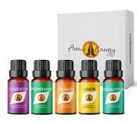 Essential Oil Gift Set Box | Lavender, Peppermint, Orange, Lemon & Eucalyptus 5 x 10ml | for Diffusers for Home, Aromatherapy, Gift for Him/Her, Candle Making, Soaps, Wax Melts etc