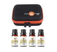 Essential Oil Gift Set Travel Case - 4X 10ml Life Oil Blends - Anxiety, Sweet Dreams, Relax & Unwind, Breathe Easy - Aromatherapy Bottle Zip Storage Carry Kit - Free Tools