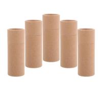 Essential Oil Paper Tube Box Cylinder with Lids 5pcs 100ml 3.5oz | Beige Textured Finish, Gold Foil Detail, for Dresser or Vanity, Suits Slender Glass Bottles