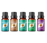 Essential Oil Set for Diffuser | Eucalyptus, Rosemary, Lavender, Peppermint, Frankincense 5 x 10ml | for Home Aromatherapy, Gift for Him/Her, Candle Making, Headache Relief