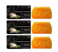 Essential Oil Skin Care Gold Soap, Coconut Oil Face & Body Soap Bar, Dark Spot Corrector Remover, Skin Moisturizing, Improve Uneven Skin Tone, Gently Healing Acnes (3)