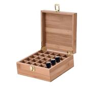 Essential Oil Storage Box - 25 Bottles Aromatherapy Organiser | 18 x 18 x 8 cm Easy to Carry Storage Organiser Box | Wooden Oil Case Holder to Protect Your Oils from Harmful Sunlight