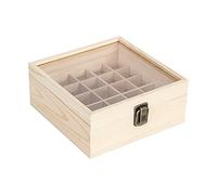 Essential Oil Storage Box High Capacity Glass Lid Wooden Essential Oils Display Organizer Stand Holder for 15 ml Bottles Nail Polish Collection.