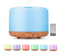 Essential Oil Ultrasonic Cool Mist Humidifier Diffuser 500ml - Quiet Aroma Diffuser, Adjustable Mist,Waterless Auto Shut-Off - Wireless remote, 7 Led Lights Home, Office & Bedroom Use