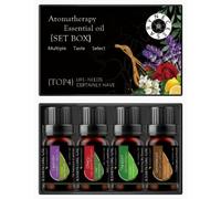 Essential Oils Set, 4 x 10ml 100% Natural Aromatherapy Essential Oils, Suitable for Home diffusers, Scented Candles and soap-Making Fragrance:Lavender, Cherry, Tea Tree, Sandalwood