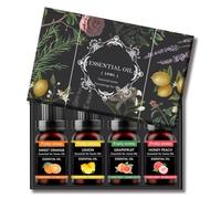 Essential Oils Set, Essential Oils for Diffusers for Home 4×10ml, Aromatherapy Oil Fragrance Oil for Diffuser, Home, Candle, Soap Making, Fragrance Set Includes Orange, Lemon, Grapefruit, Peach