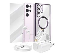 Essential Pack for Galaxy S23 Ultra Case, Film, Charger, Earphones (5 pieces)