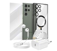 Essential Pack for Galaxy S23 Ultra Case, Film, Charger, Earphones (5 pieces)