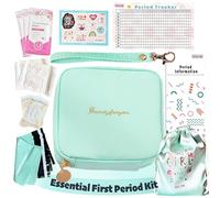 Essential Period Kit for Girls | First Period kit for Girls 10-12 | Period Bags for Teen Girls for School | First Period Gift with Sanitary Pad Storage Bag, Wipes, Period Tracker and More(Mint