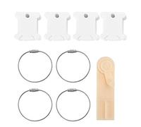 Essential Plastic Floss Bobbins Set for Cross Stitch Embroidery - Includes Floss Winder Thread Organizer Card & 4 Reusable Bobbin Rings Craft Supplies White