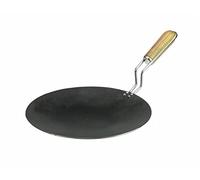 ESSENTIAL PRODUCTS Traditional Handmade - Indian/Pakistani Iron Tawa - Tava - Taaba | Indian Griddle Pan | Crepe & Pancake Pan with Wooden Wire Handle Heavy Duty TAWA TAVA SAJ