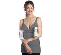 Essential Pump&Nurse Tank, a All-in-one Hands-Free Pumping and Nursing Bra for All Breast Pumps - Medela, Spectra, Lansinoh, Philips Avent, Ameda, etc - Charcoal Gray, S