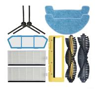 Essential replacement parts for A4SA40CEN550 robot vacuum cleaner including main brush, side brushes, multiple filters, mop cloths, roller brushes, and brush covers