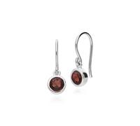 Essential Round Garnet Bezel Set Drop Earrings in 925 Sterling Silver