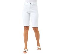 Roman Originals Denim Shorts for Women UK - Ladies Knee Length Stretch Jean Cropped Jeggings Turn Up Hem Cut Off Summer High Waisted Smart Fitted Lightweight Casual Holiday - White - Size 20