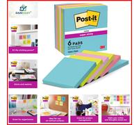 Essential Super Sticky Notes - 540 Sheets in Stunning Bright Colours - Pack of 6