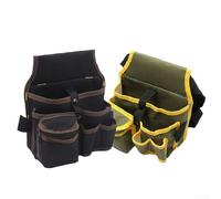 Essential Tool Belt Pouch Apron, Multiple Pockets, Heavy Duty Tool Waist Pocket, Leather Tool Belt Pouch With Multiple Pockets(Black+Brown)