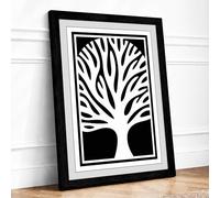 Essential Tree Minimalist Framed Wall Art Print A2 (59.4×42cm) Black, Wall Decor for Living Room, Bedroom, Office & Home, Ready to Hang, Art Gift