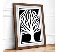 Essential Tree Minimalist Framed Wall Art Print A2 (59.4×42cm) Walnut, Wall Decor for Living Room, Bedroom, Office & Home, Ready to Hang, Art Gift