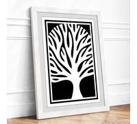 Essential Tree Minimalist Framed Wall Art Print A2 (59.4×42cm) White, Wall Decor for Living Room, Bedroom, Office & Home, Ready to Hang, Art Gift
