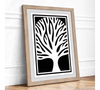 Essential Tree Minimalist Framed Wall Art Print A4 (29.7×21cm) Oak, Wall Decor for Living Room, Bedroom, Office & Home, Ready to Hang, Art Gift