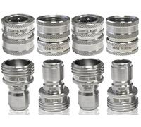 ESSENTIAL WASHER Garden Hose Quick Connect Hose Fittings - 3/4 Inch Stainless Steel Water Hose Quick Connect Set - Garden Hose Connector Set, Pressure Washer Adapter, Great for RV or Pressure Washer